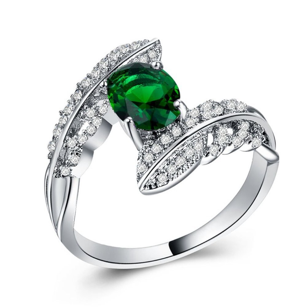 ❤️925 Silver Plated Marquise Cut Green CZ Wedding Ring, GPMB1454